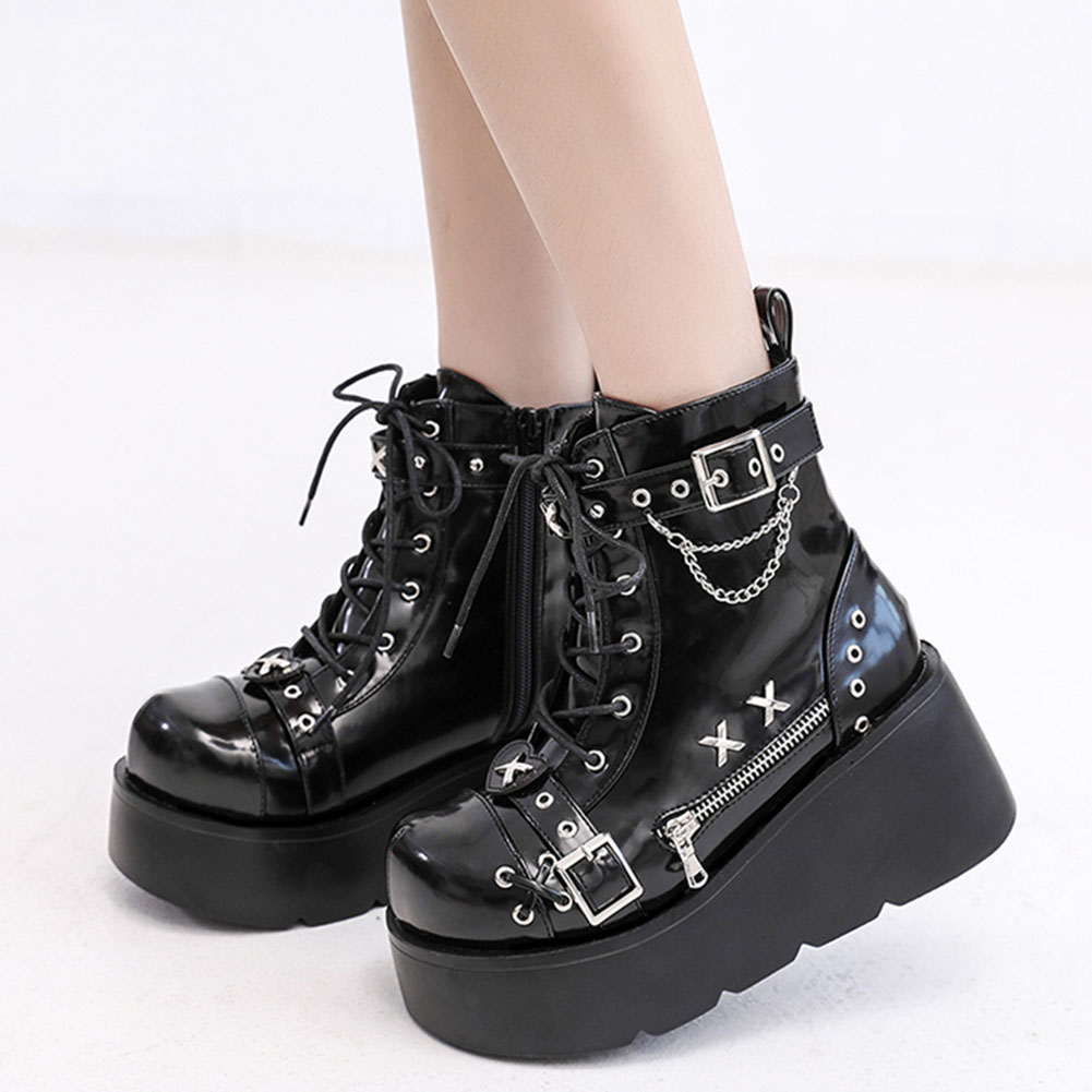 Botines de plataforma góticos  - Motorcycle Chain reseña y precio